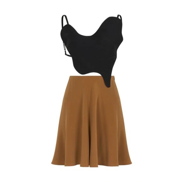 NWT FILIARMI Black/BrownFauna Silk Sleeveless Short Dress/Set, size 4 - Picture 2 of 14